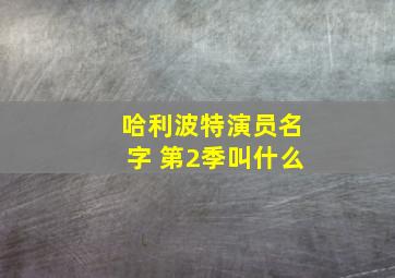 哈利波特演员名字 第2季叫什么